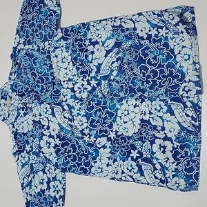 Cabali Men's Blue Floral Hawaiin Button Down Short Sleeve Shirt M